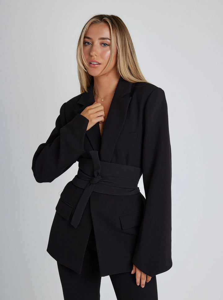 Claire | Blazer de luxe cintré à ceinture, sophistiqué