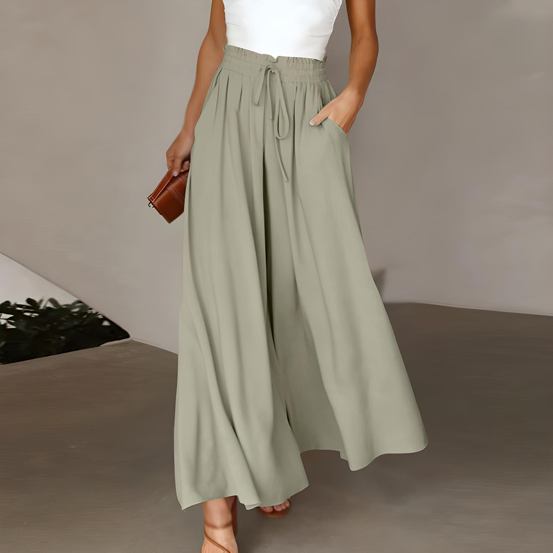 Sophia | Pantaloni eleganti e traspiranti in puro cotone a gamba larga