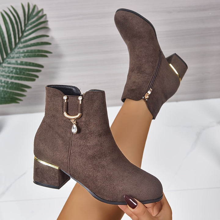 Leonie | Bottines Chelsea élégantes en daim à talon carré