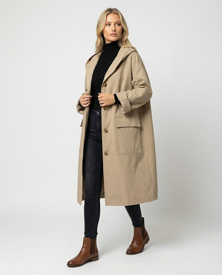 Claire | Trench impermeabile con cappuccio, elegante e casual