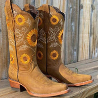 Lydia | Bottes de cowboy western charmantes brodées de tournesols