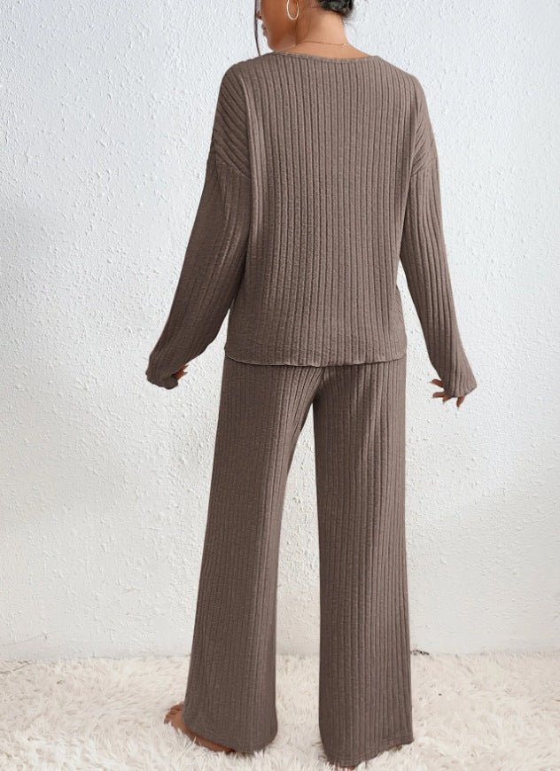 Freya | Comfortable and Ribbed Knit V-Neck Two Piece Set