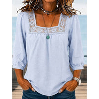 Isabelle | Timeless Lace-Trimmed Square-Neck Blouse