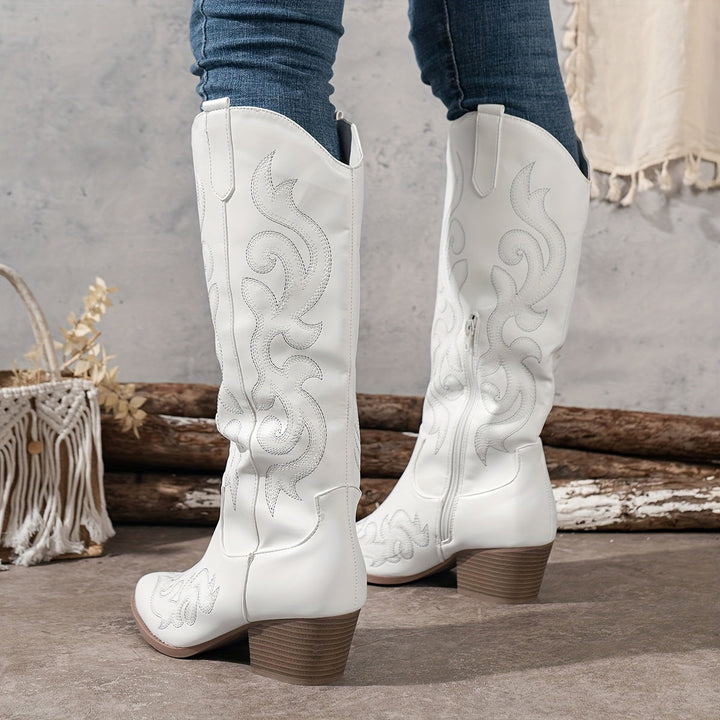 Evelyn | Klassische Western-Cowboystiefel mit weiter Wade bis zum Knie