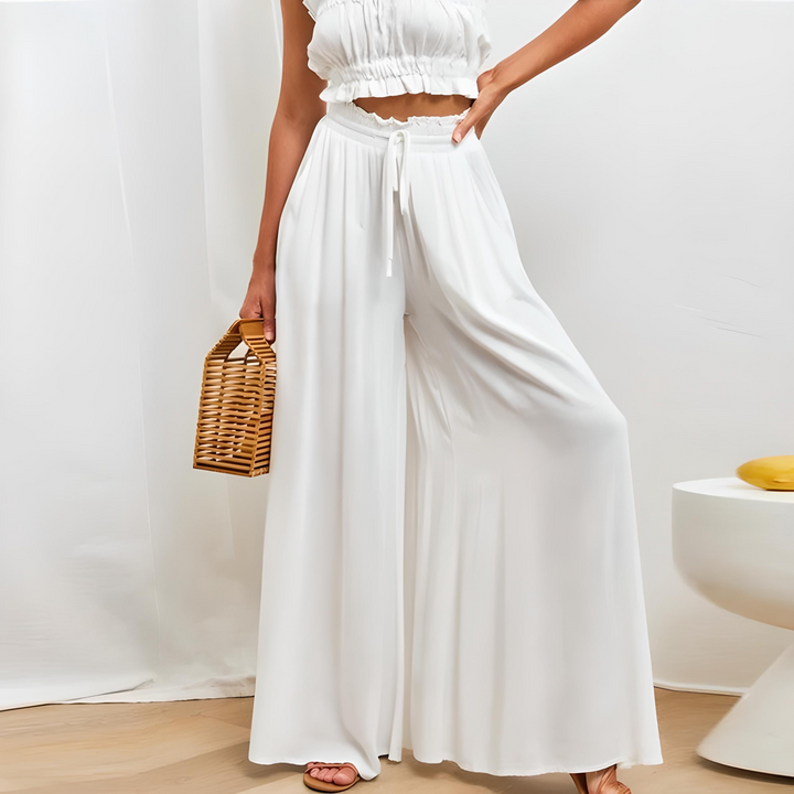 Sophia | Pantaloni eleganti e traspiranti in puro cotone a gamba larga