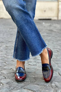 Elodie | Glänzende und moderne dreifarbige Loafer