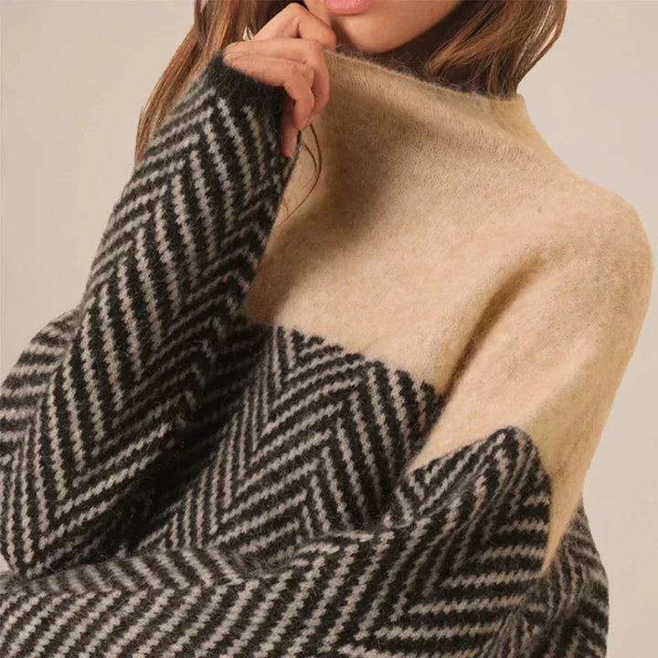 Madison | Pull à col roulé en maille à chevrons, élégant et douillet