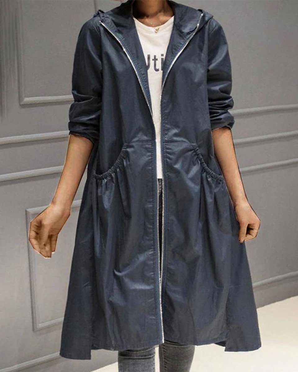 Katrin | Trench lungo con cappuccio elegante e resistente all'acqua