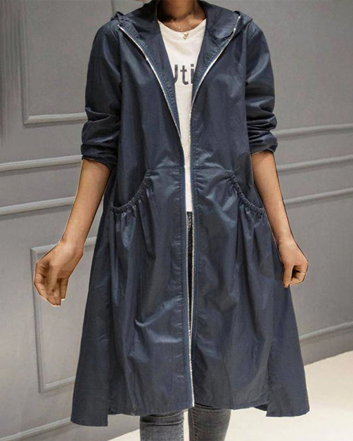 Katrin | Trench lungo con cappuccio elegante e resistente all'acqua