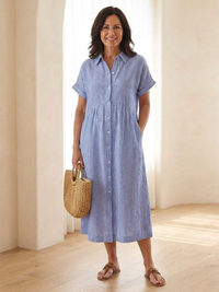 Emma | Entspanntes und elegantes gestreiftes Midikleid
