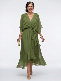 Camille | Elegant and Comfortable Draped Waist Midi Dress