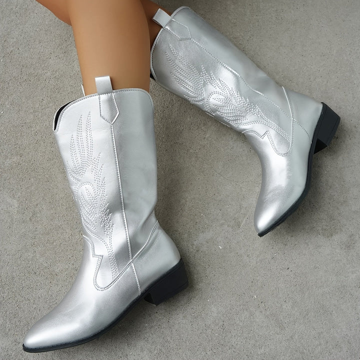 Luna | Stivali da cowboy western metallizzati con gambale ampio