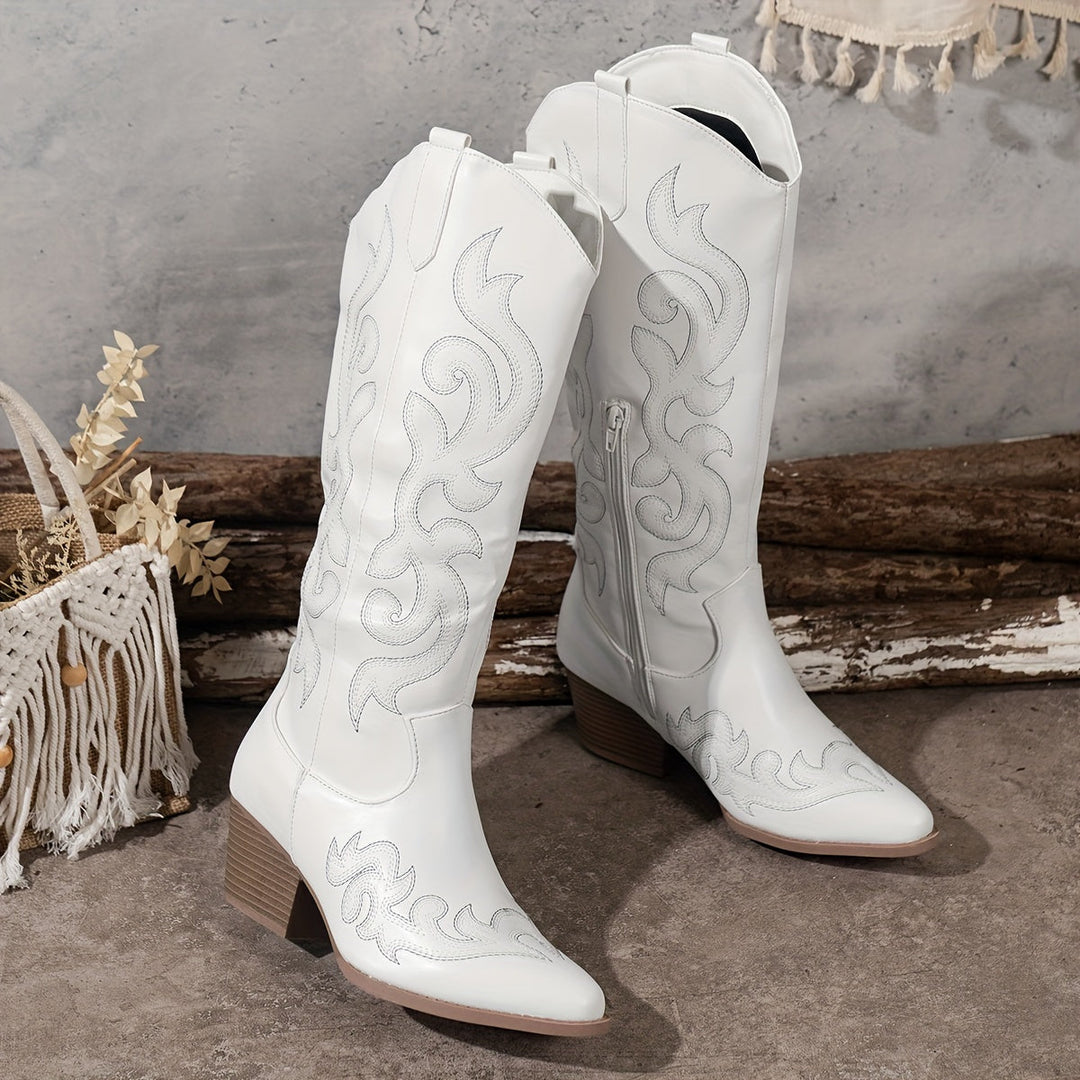 Evelyn | Klassische Western-Cowboystiefel mit weiter Wade bis zum Knie