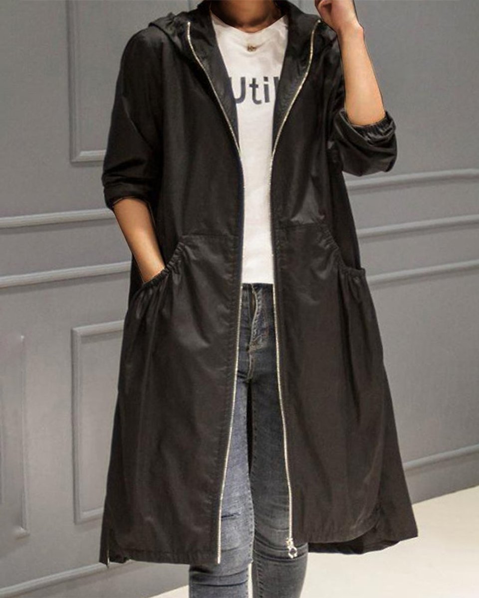 Katrin | Trench lungo con cappuccio elegante e resistente all'acqua