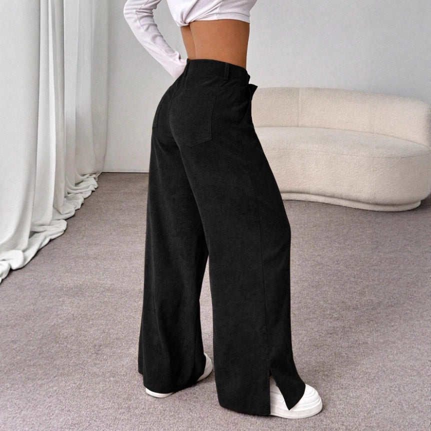 Nora | Pantaloni chic a vita alta e gamba larga con spacchi