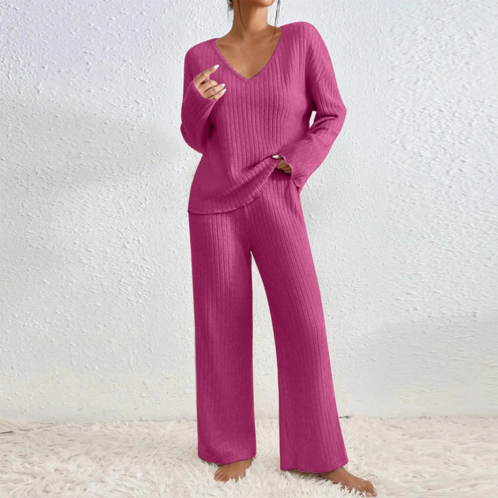 Freya | Comfortable and Ribbed Knit V-Neck Two Piece Set