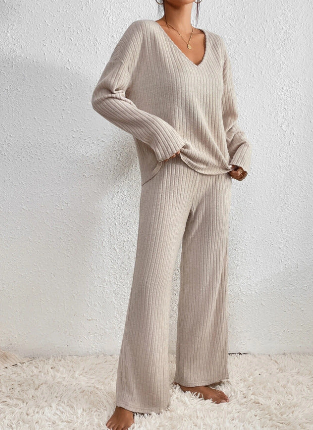 Freya | Comfortable and Ribbed Knit V-Neck Two Piece Set
