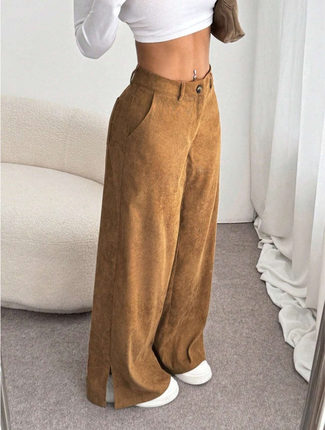 Nora | Pantaloni chic a vita alta e gamba larga con spacchi