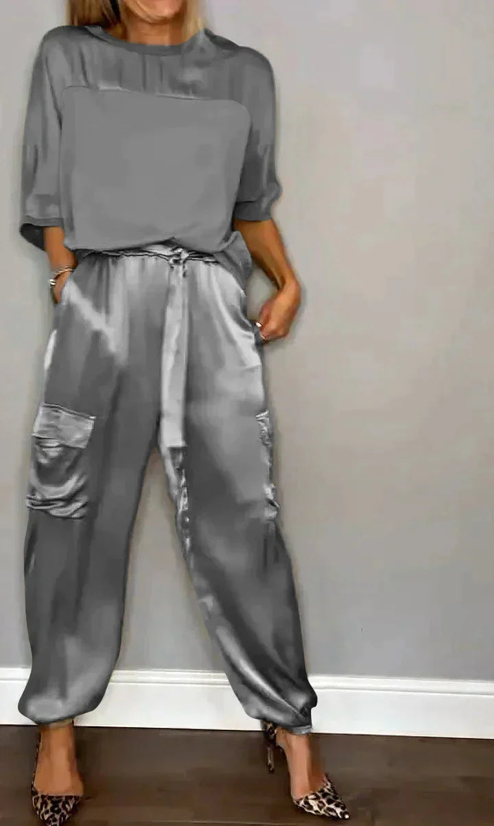 Emily | Luxurious and Modern Satin Two Piece Set