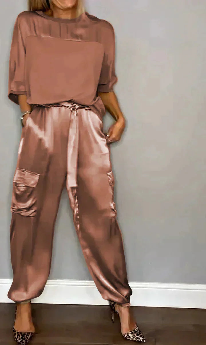 Emily | Luxurious and Modern Satin Two Piece Set