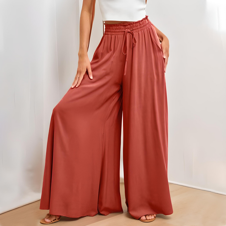 Sophia | Pantaloni eleganti e traspiranti in puro cotone a gamba larga