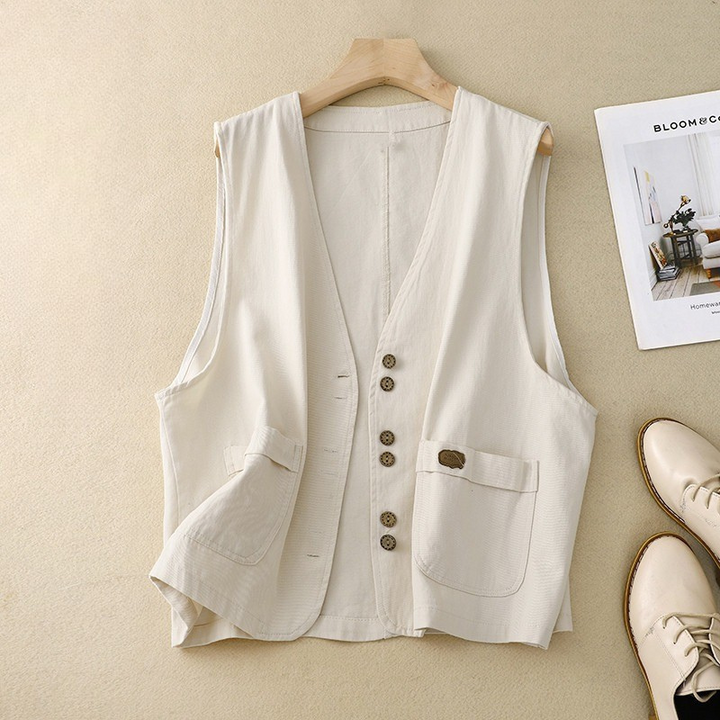 Margo | Relaxed Button Vest 0