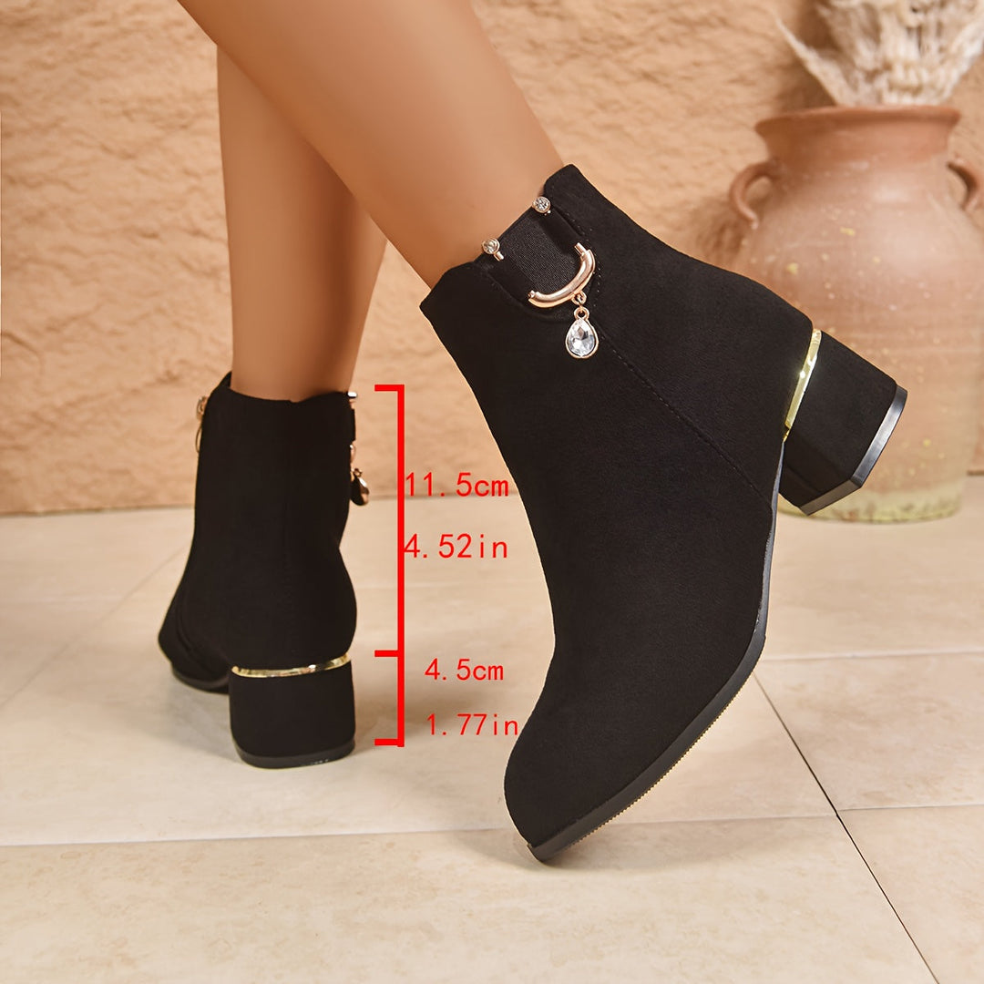 Leonie | Bottines Chelsea élégantes en daim à talon carré