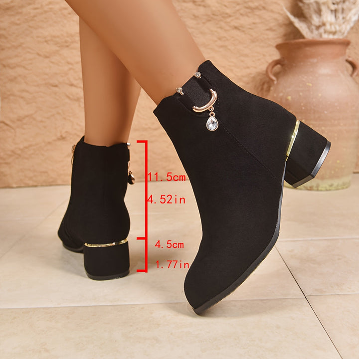 Leonie | Bottines Chelsea élégantes en daim à talon carré