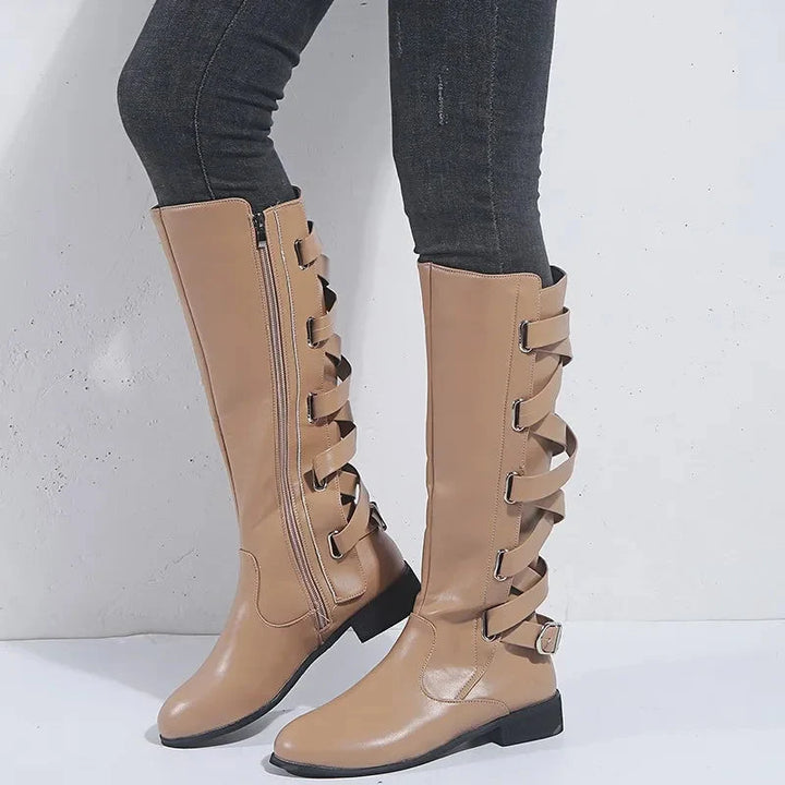 Victoria | Elegante und stilvolle kniehohe Stiefel mit Schnallenakzent