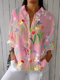 Elizabeth | Lässige und charmante Bluse mit Blumenmuster und V-Ausschnitt