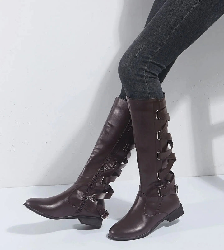 Victoria | Elegante und stilvolle kniehohe Stiefel mit Schnallenakzent
