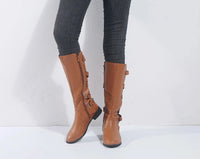 Victoria | Elegante und stilvolle kniehohe Stiefel mit Schnallenakzent