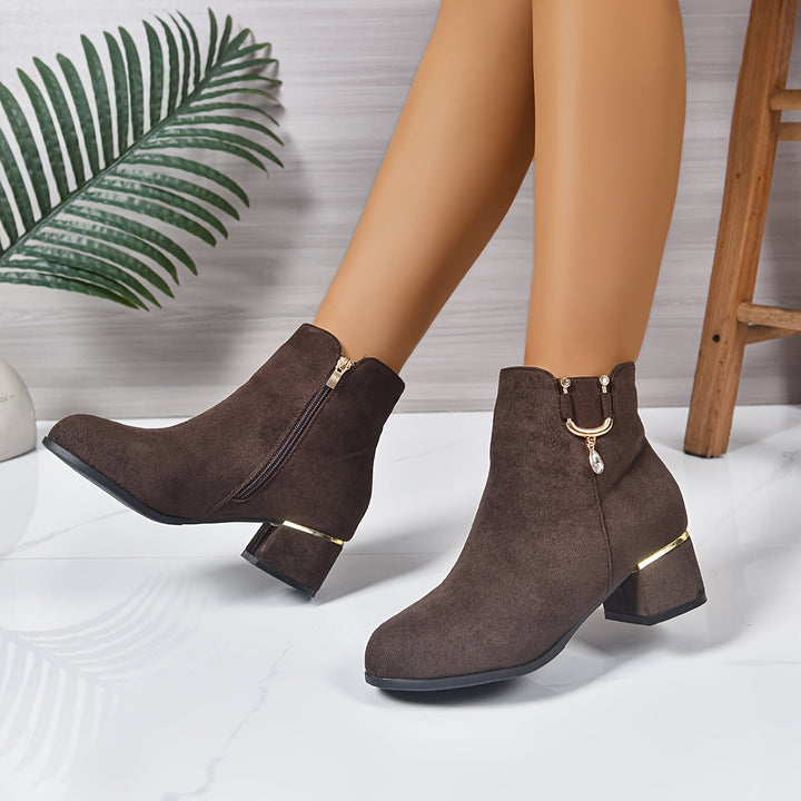 Leonie | Bottines Chelsea élégantes en daim à talon carré