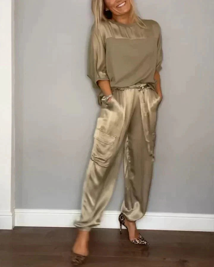 Emily | Luxurious and Modern Satin Two Piece Set