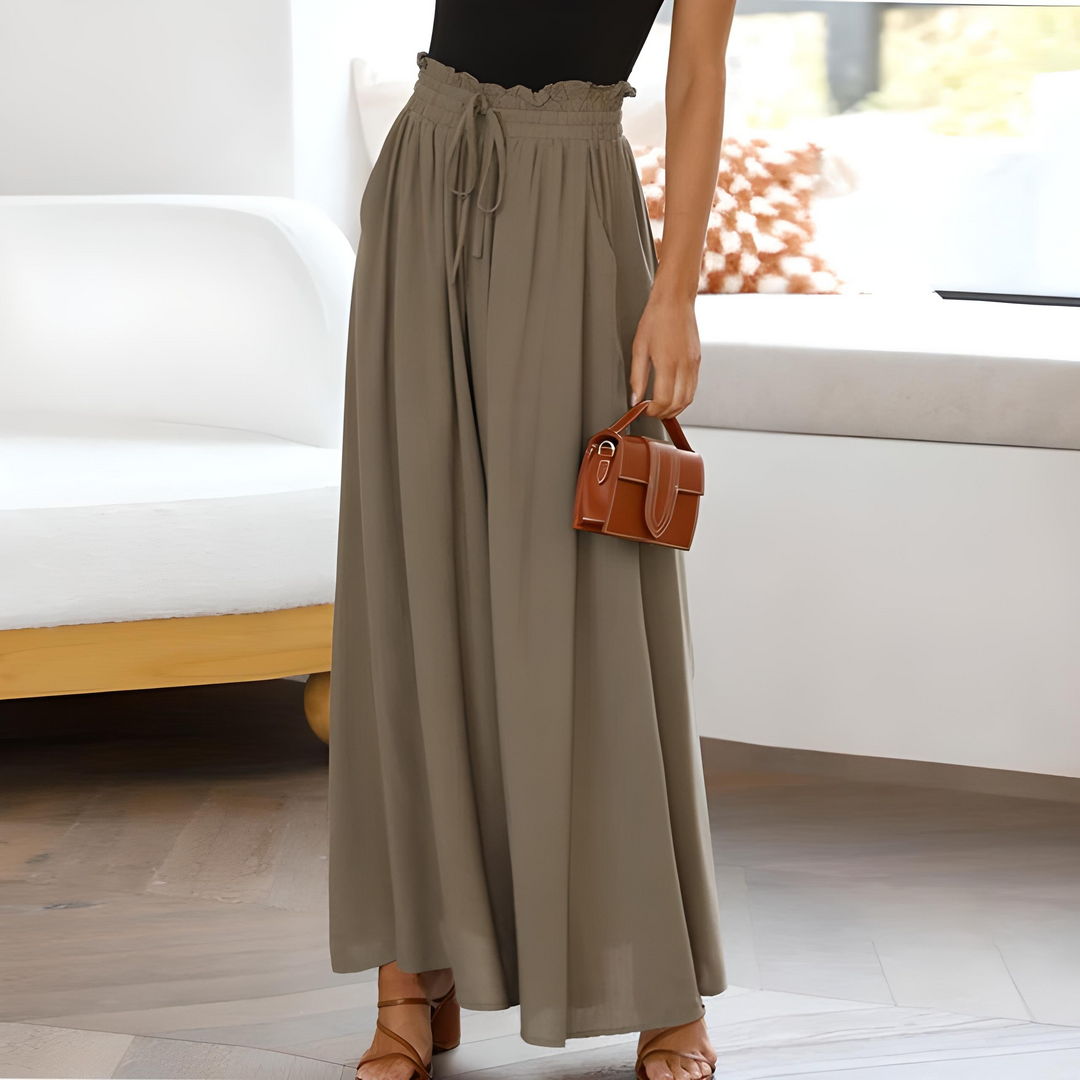 Sophia | Pantaloni eleganti e traspiranti in puro cotone a gamba larga