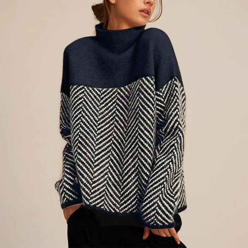 Madison | Pull à col roulé en maille à chevrons, élégant et douillet