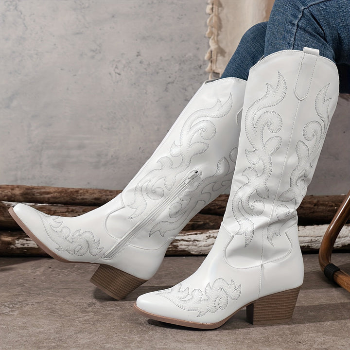 Evelyn | Klassische Western-Cowboystiefel mit weiter Wade bis zum Knie