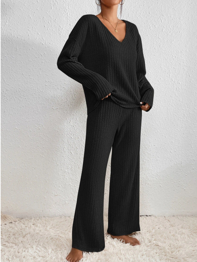 Freya | Comfortable and Ribbed Knit V-Neck Two Piece Set