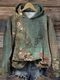 Clara | Comfortable and Cozy Floral Jacquard Knitted Hooded Sweater