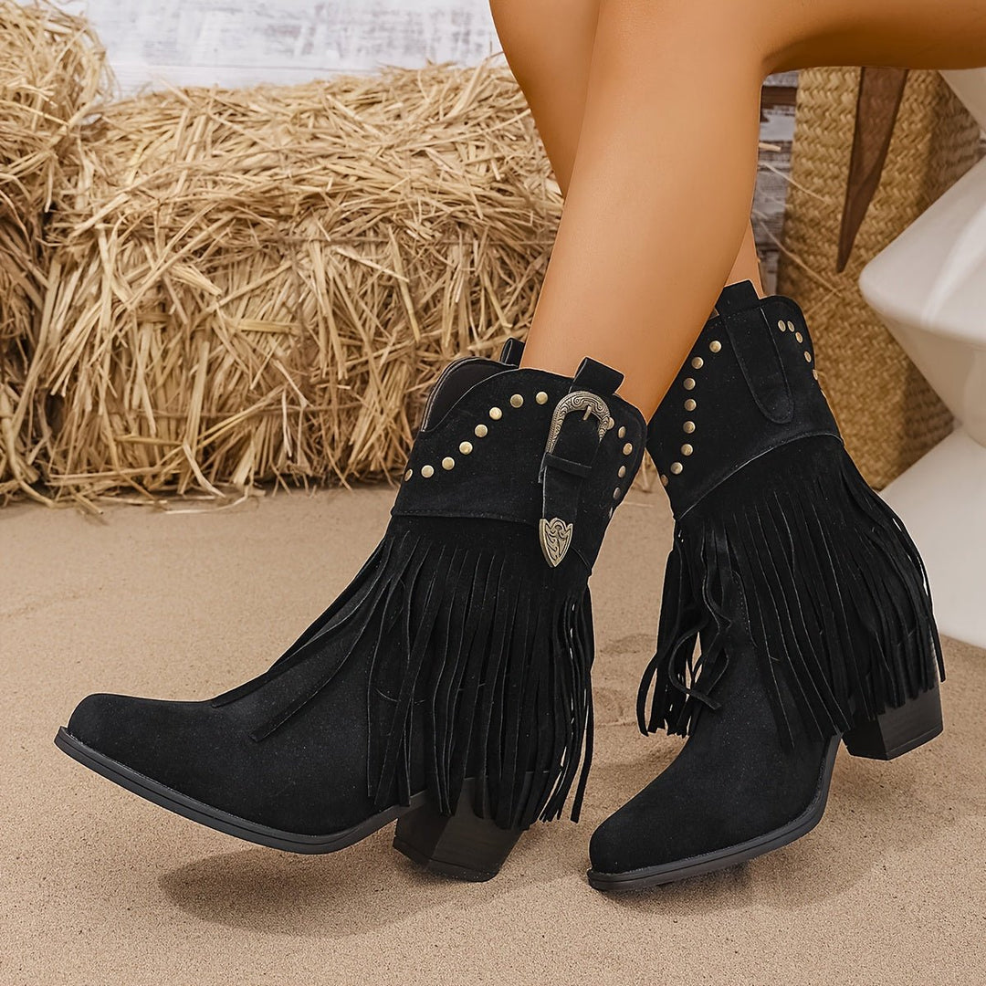 Nora | Stilvolle Western-Cowboystiefel mit Nieten und Fransen