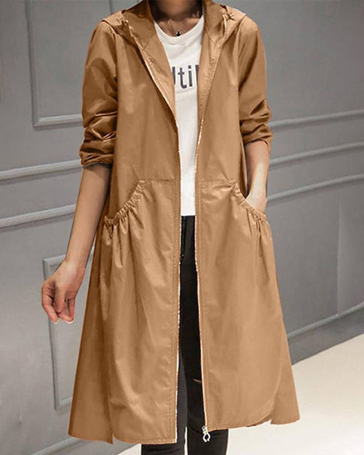 Katrin | Trench lungo con cappuccio elegante e resistente all'acqua