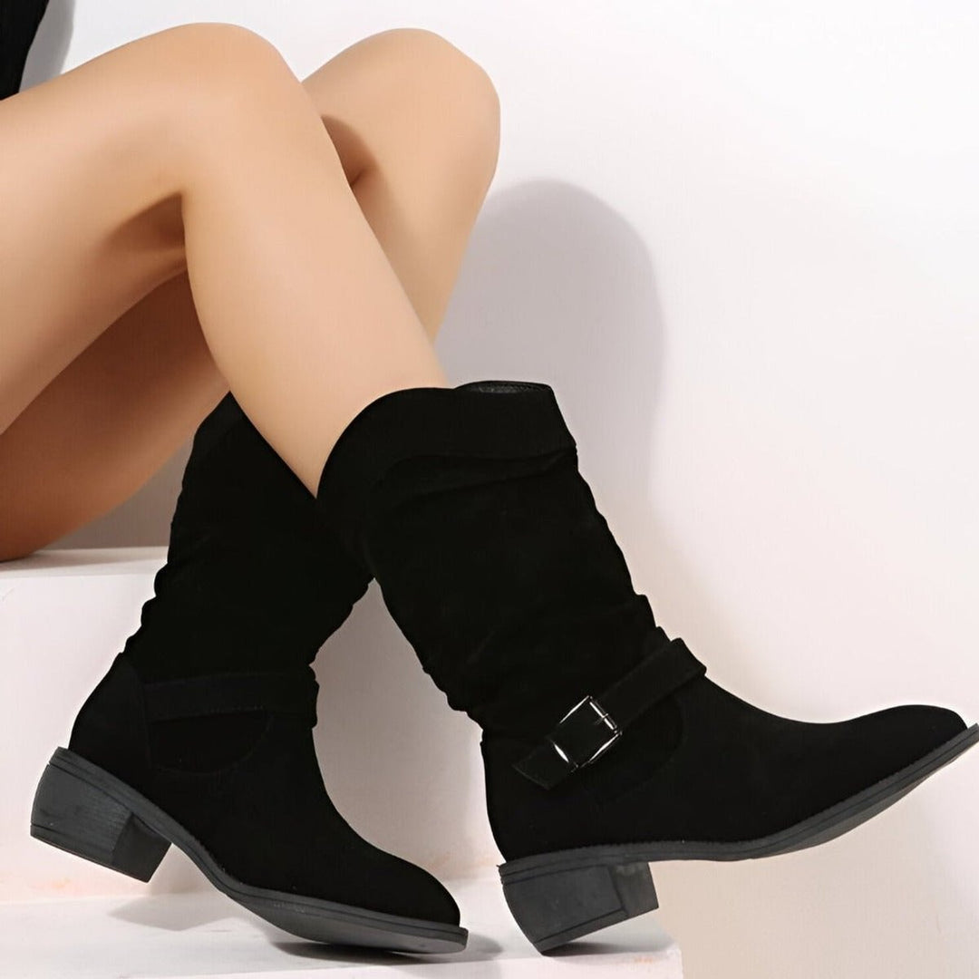 Jasmine | Bottes hautes au genou élégantes et confortables en similicuir suédé