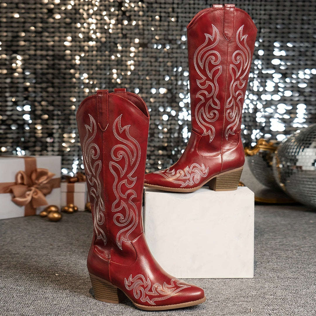 Evelyn | Klassische Western-Cowboystiefel mit weiter Wade bis zum Knie