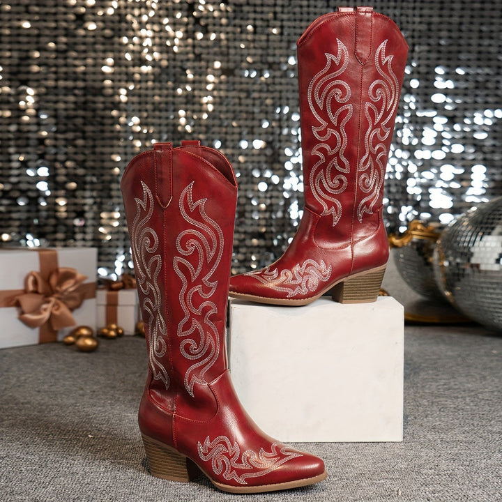Evelyn | Klassische Western-Cowboystiefel mit weiter Wade bis zum Knie
