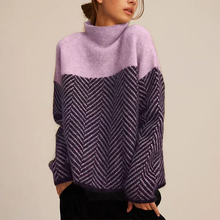 Madison | Pull à col roulé en maille à chevrons, élégant et douillet