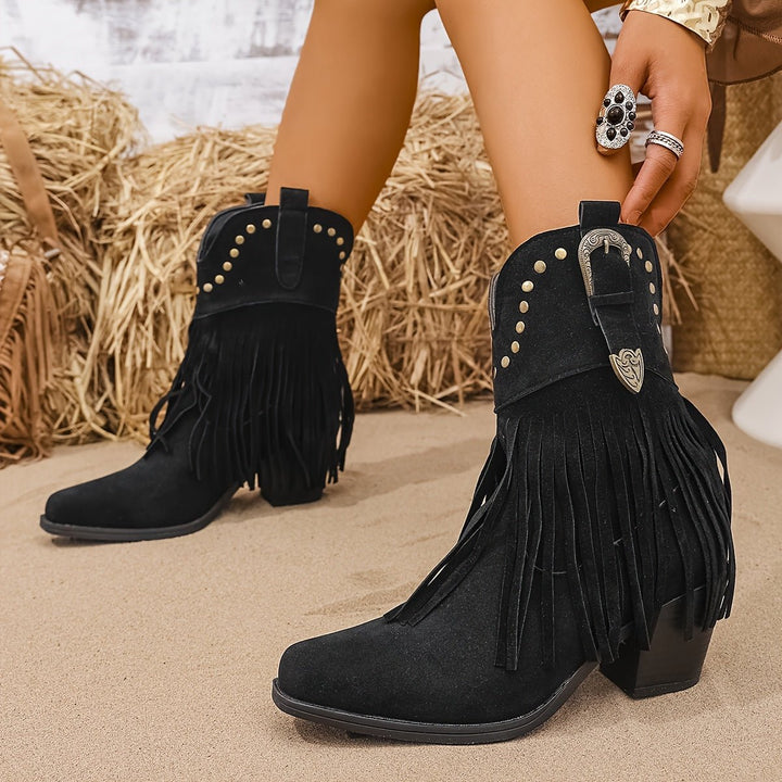 Nora | Stilvolle Western-Cowboystiefel mit Nieten und Fransen