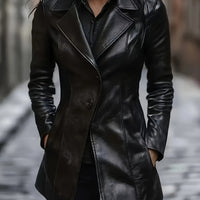 Emma | Eleganter und stilvoller Trenchcoat aus Kunstleder